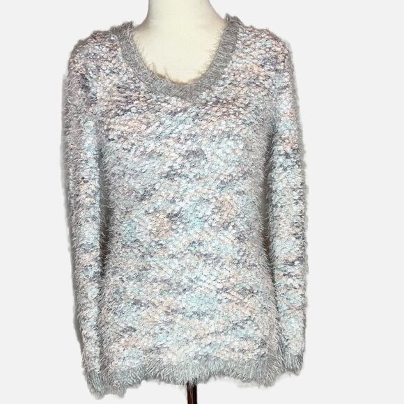 Lauren Conrad multi color metallic fuzzy sweater- fits up to M - Picture 1 of 7